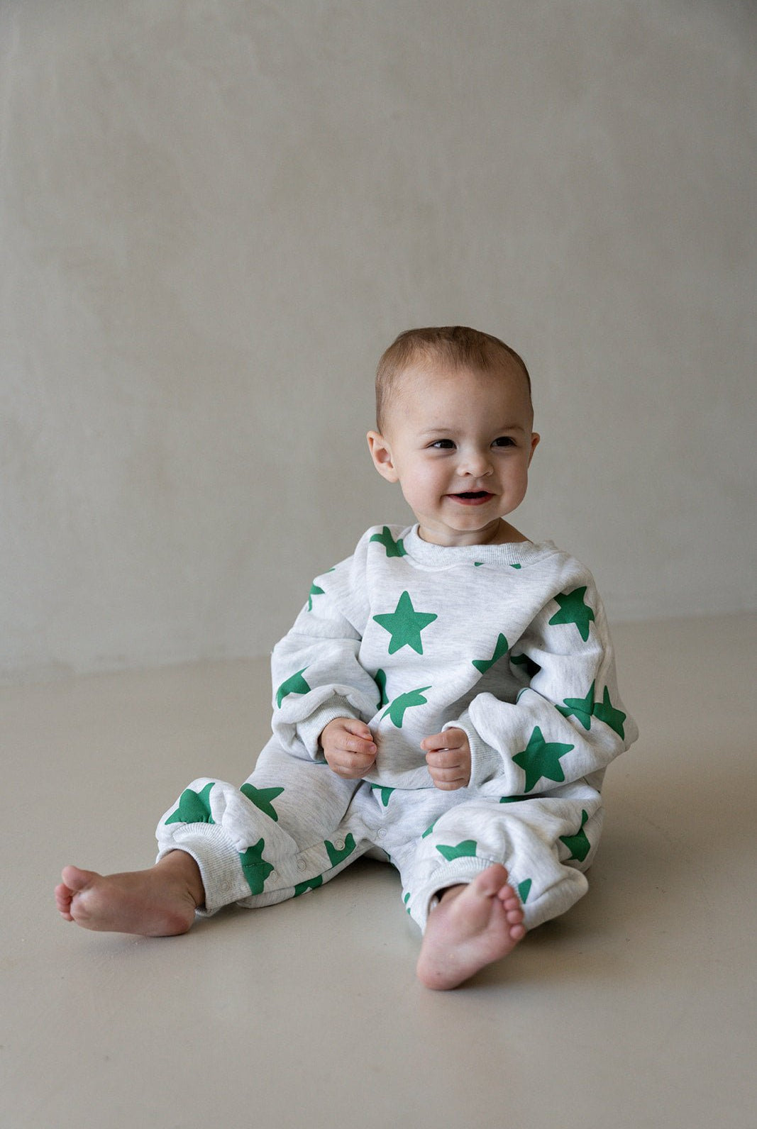 Star Romper - Grey Marl/Emerald - MYLA JANE