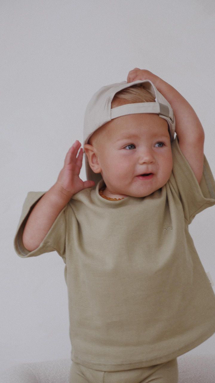 Everyday Ribbed Tee & Bike Shorts - Pear