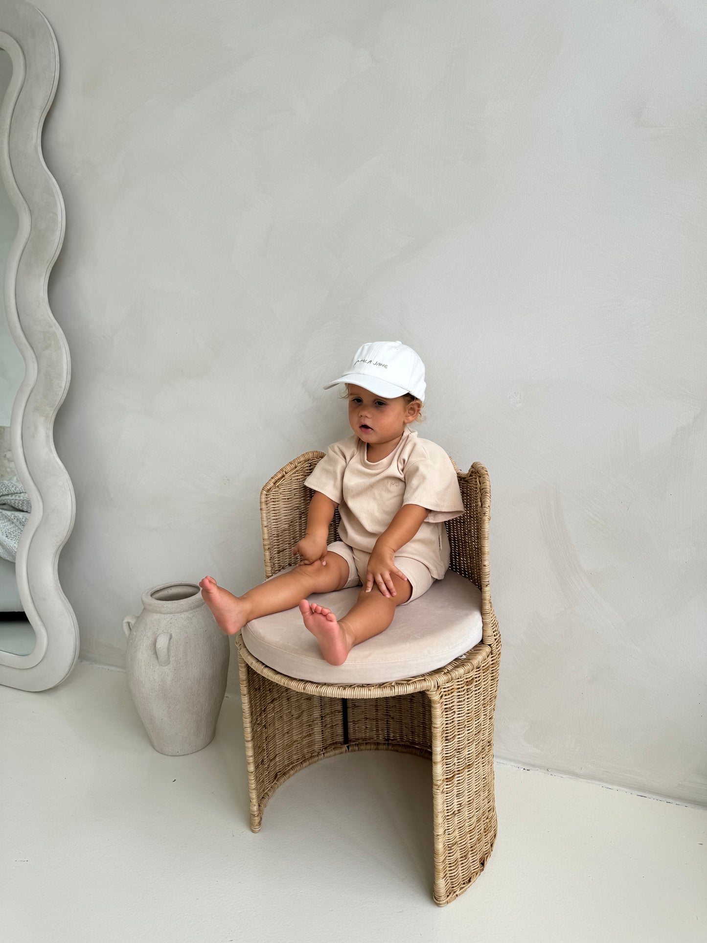 Everyday Ribbed Tee & Bike Shorts - Sand
