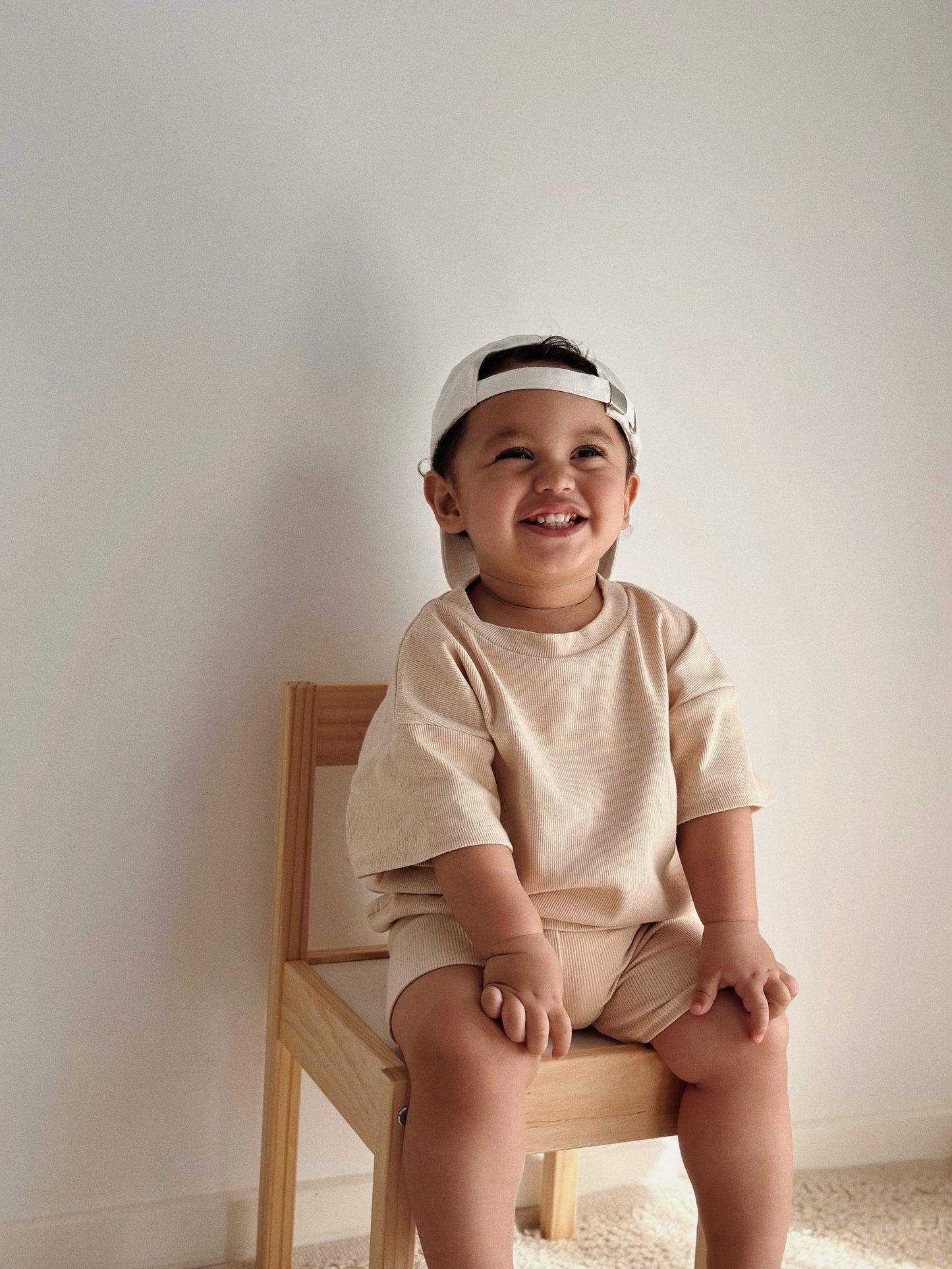 Everyday Ribbed Tee & Bike Shorts - Sand