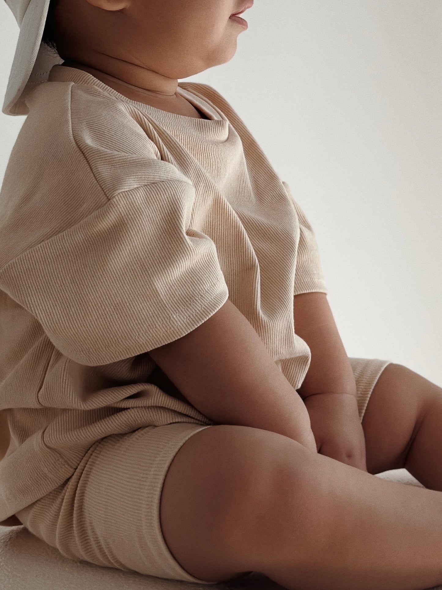 Everyday Ribbed Tee & Bike Shorts - Sand