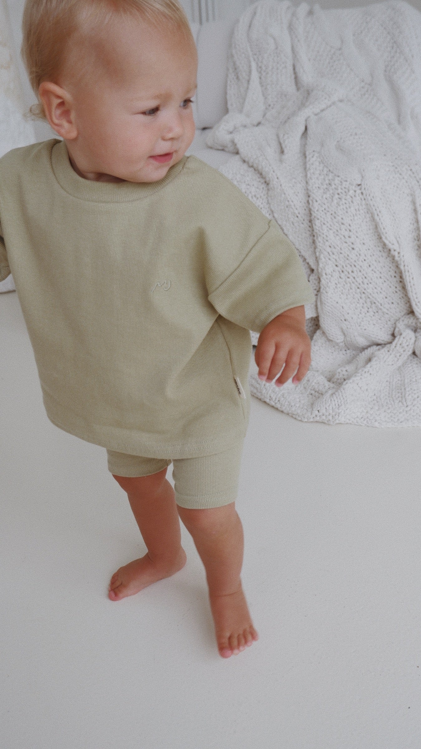 Everyday Ribbed Tee & Bike Shorts - Pear