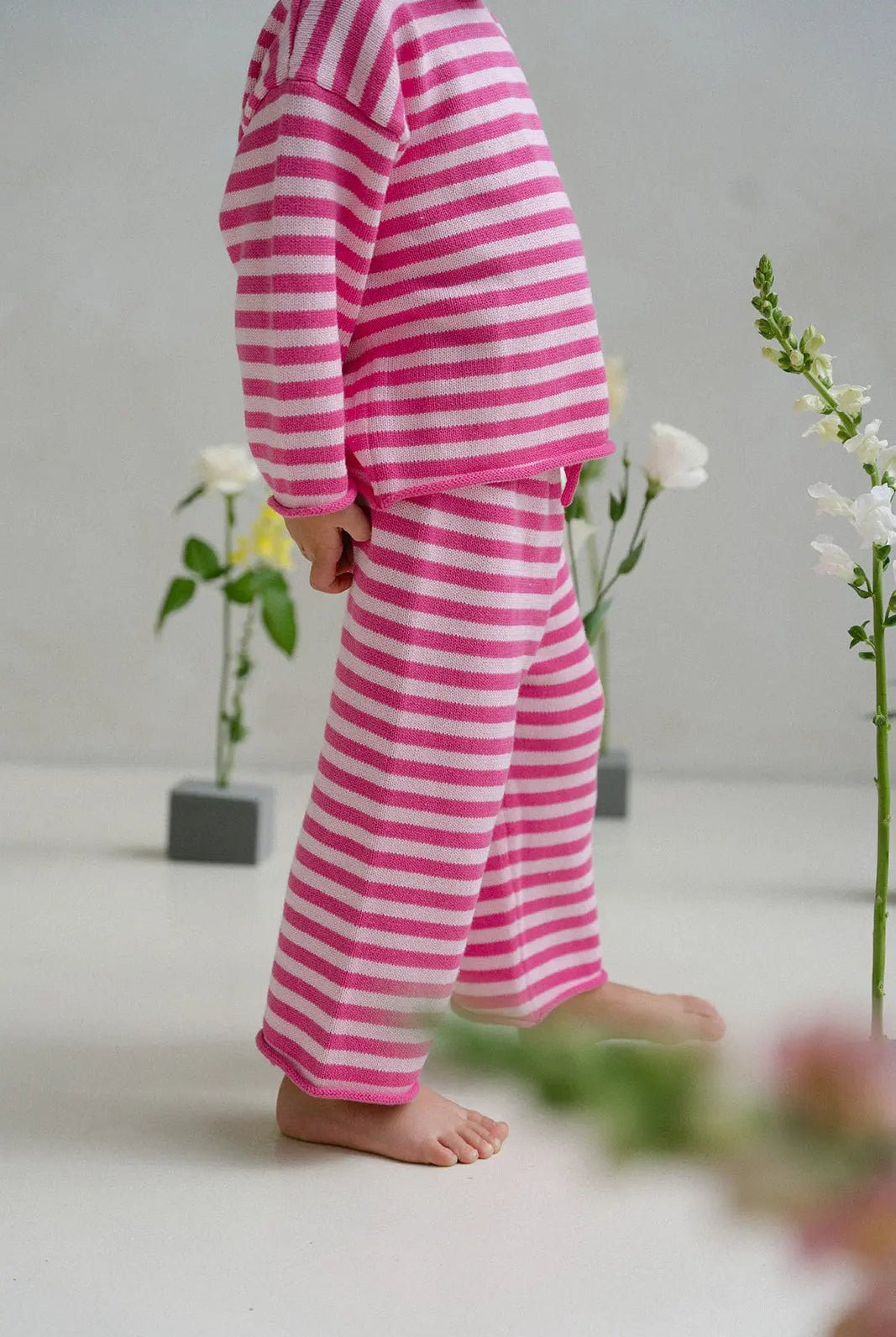 Stripe Knit Pants - Raspberry - MYLA JANE