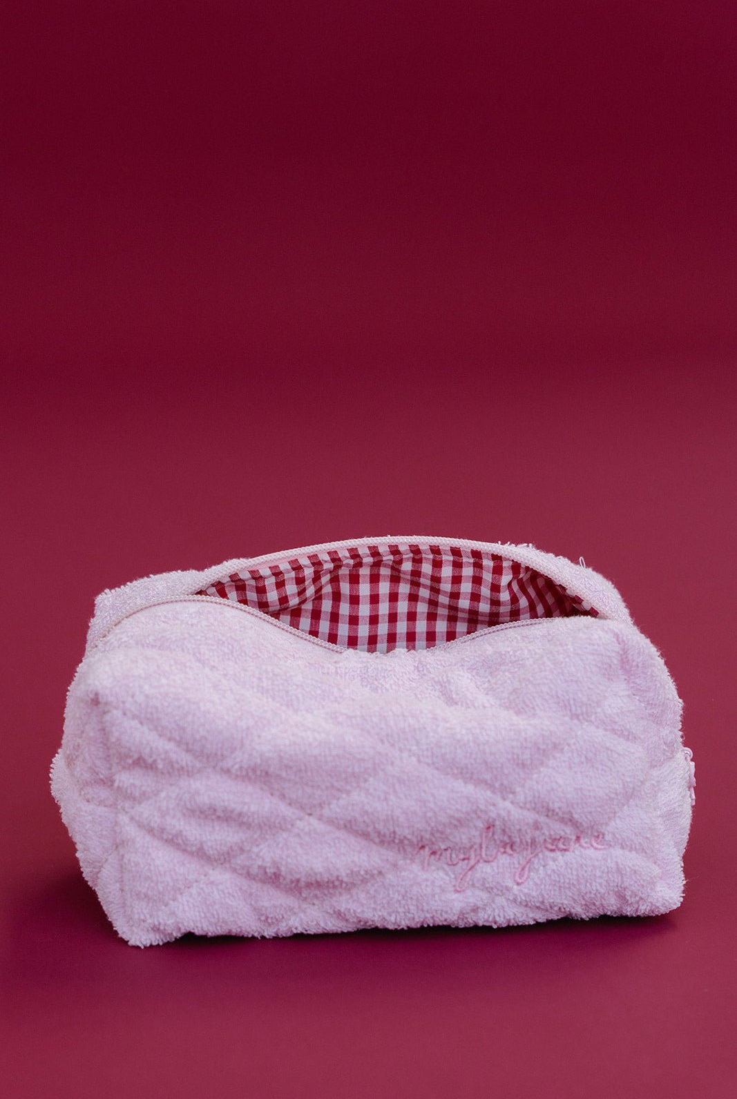 Pink Terry/Cherry Gingham Cosmetic Bag - MYLA JANE