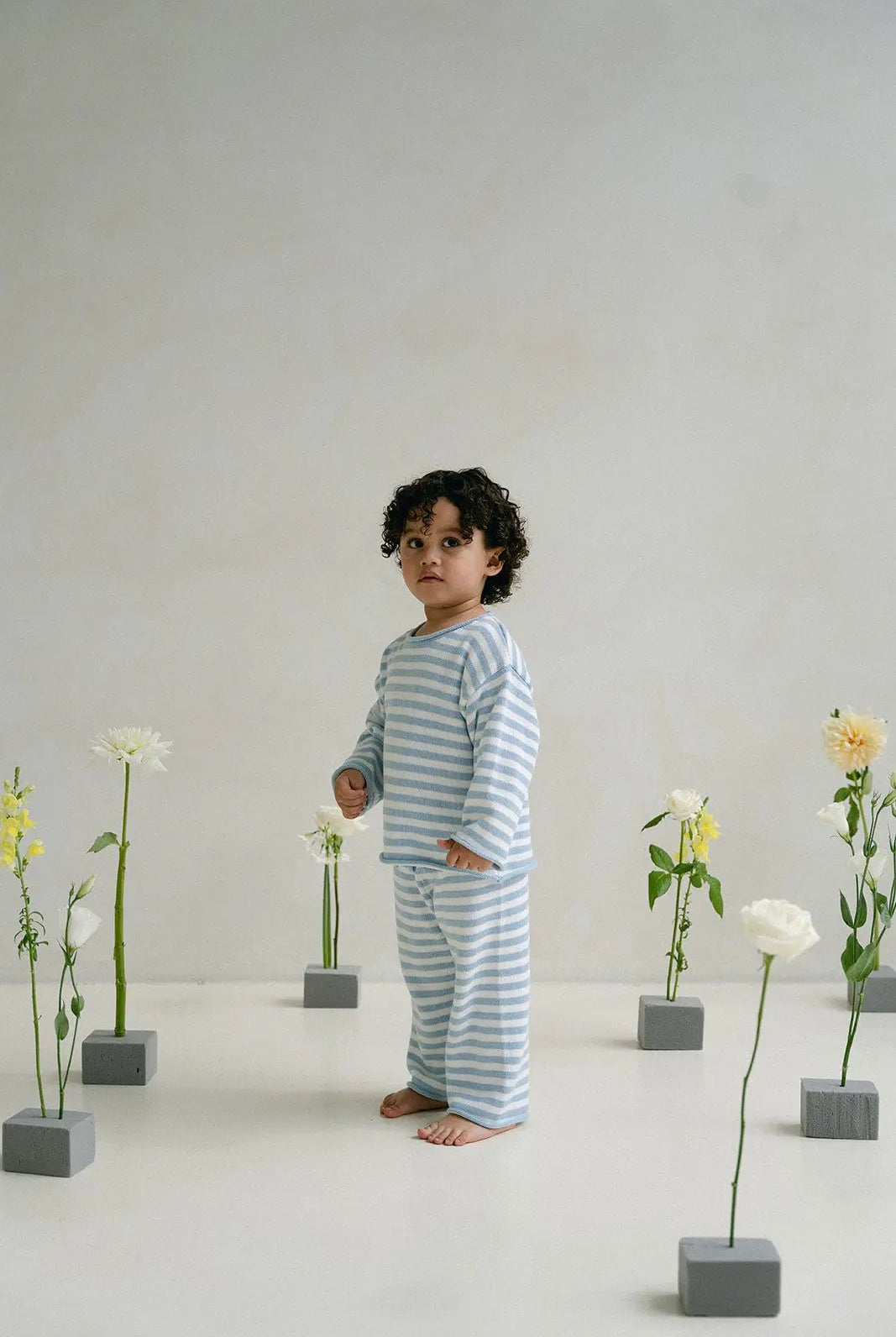 Stripe Knit Pants - Slate Blue - MYLA JANE