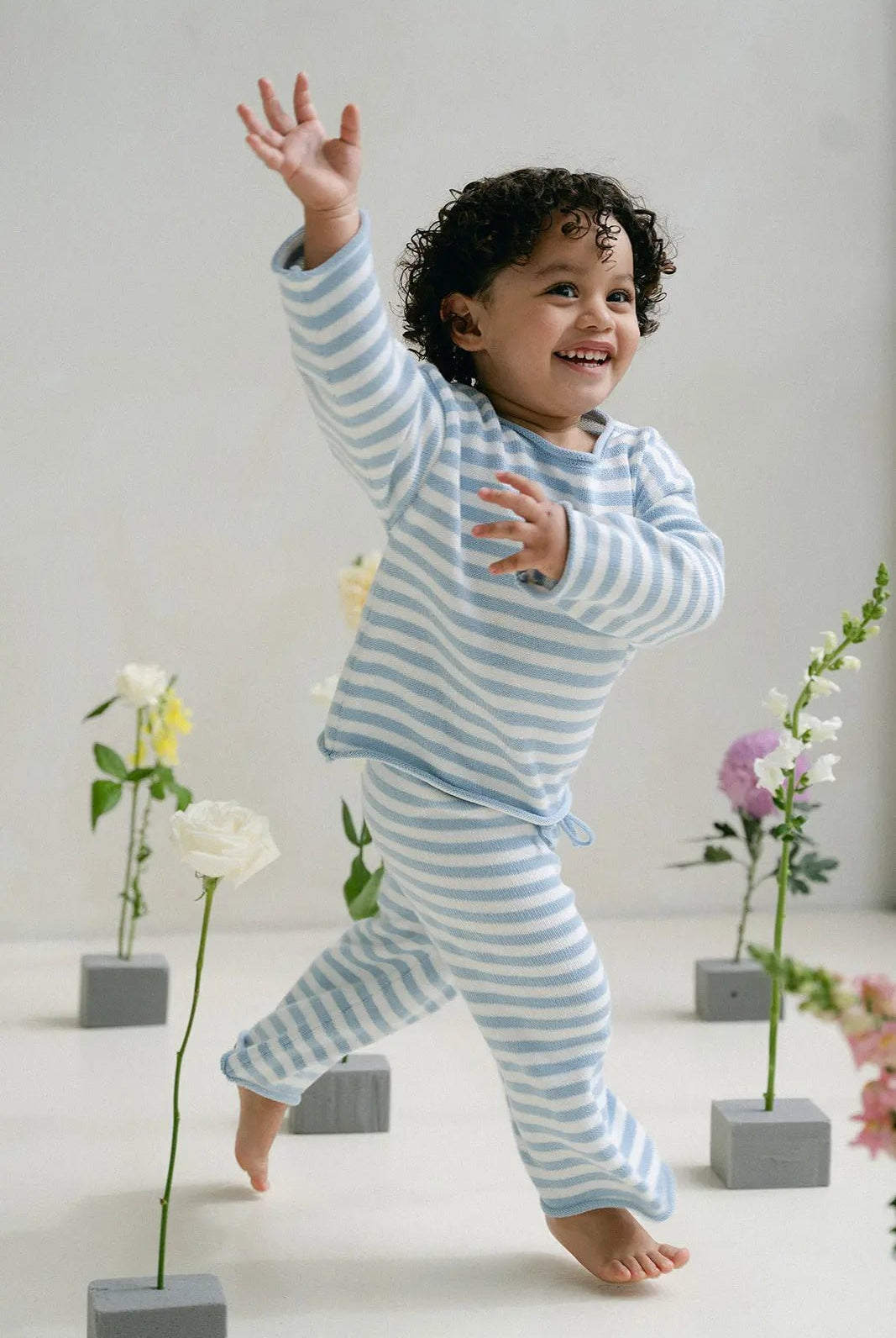 Stripe Knit Jumper - Slate Blue - MYLA JANE