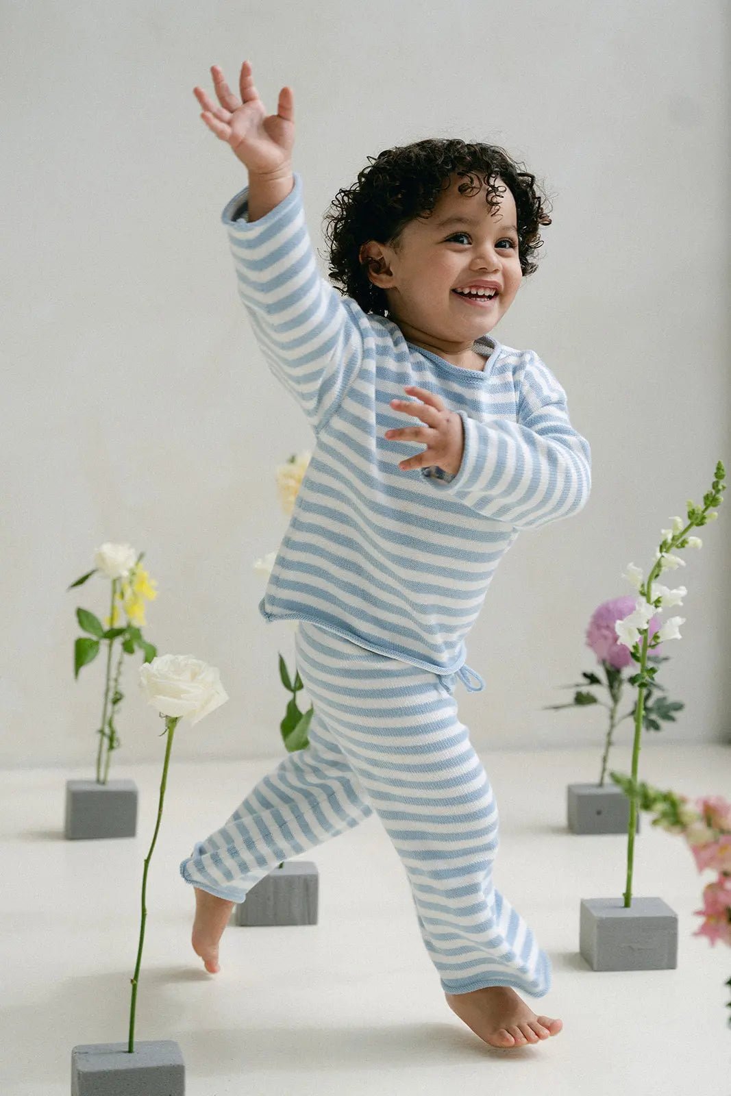 Stripe Knit Jumper - Slate Blue - MYLA JANE