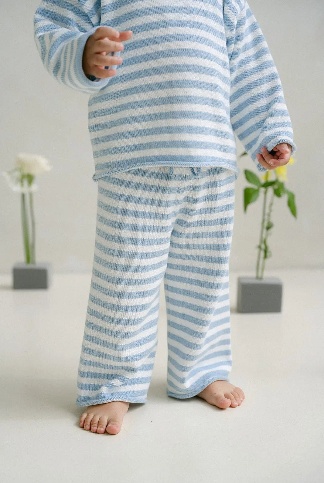 Stripe Knit Pants - Slate Blue - MYLA JANE