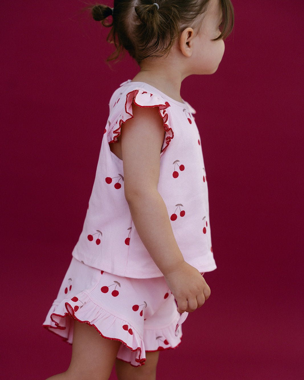 Cherries Rib Set - Baby Pink - MYLA JANE