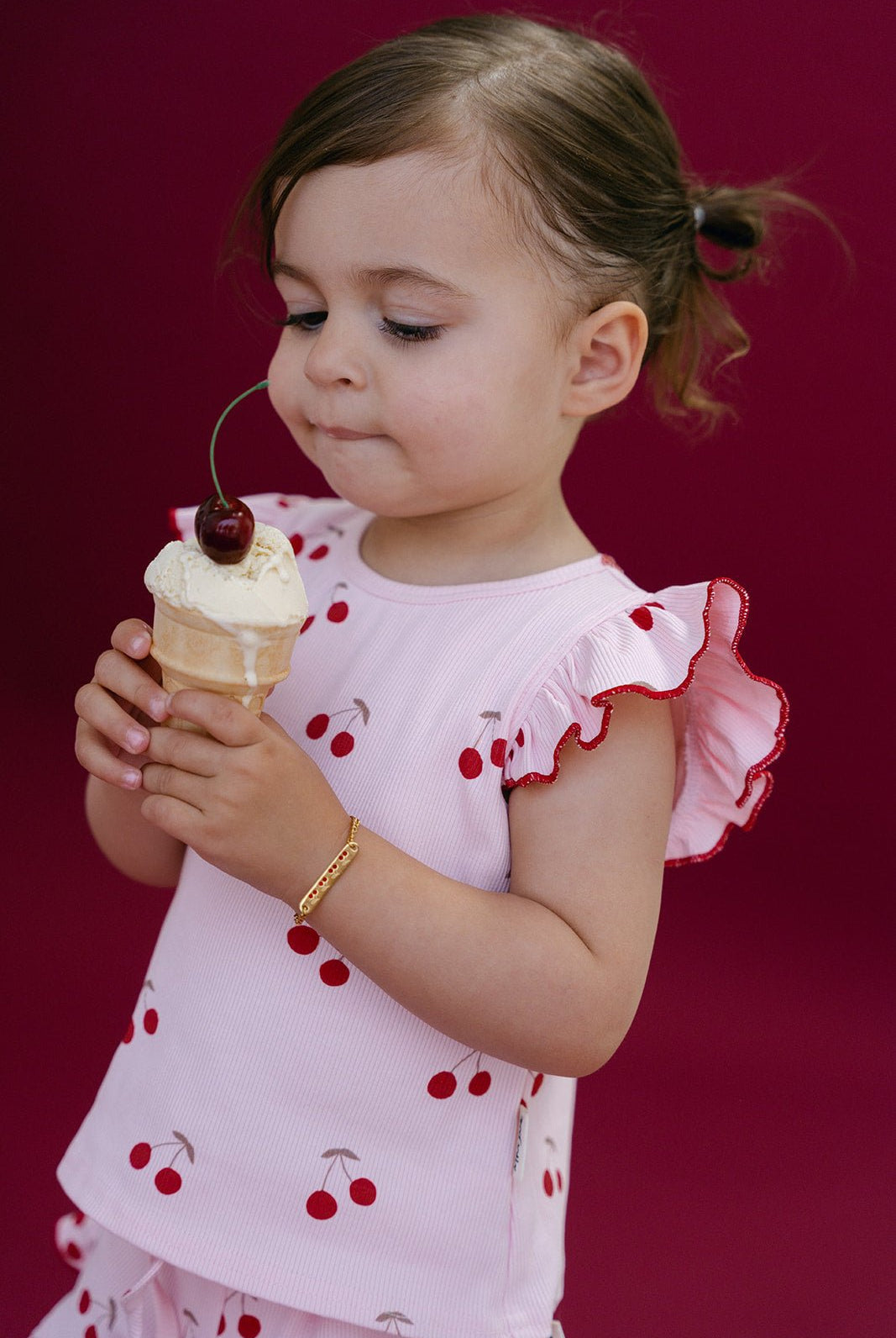 Cherries Rib Set - Baby Pink - MYLA JANE