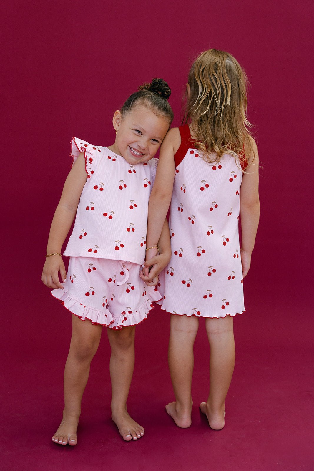 Cherries Rib Set - Baby Pink - MYLA JANE