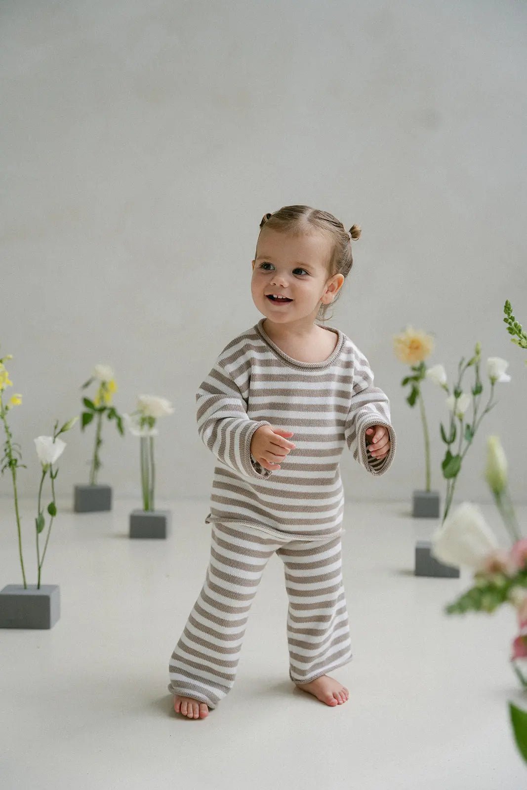 Stripe Knit Pants - Stone - MYLA JANE