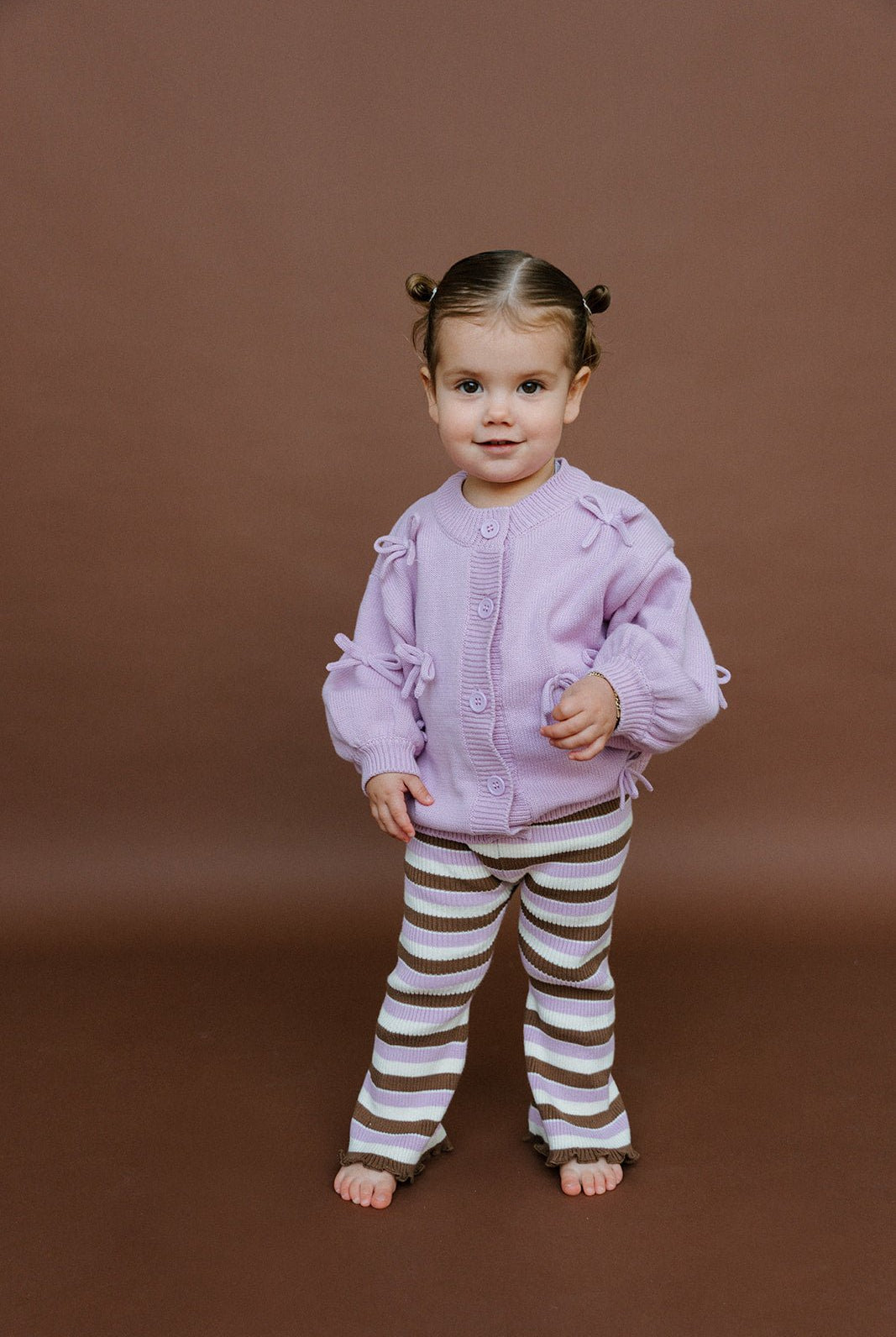 Lilac/Chocolate Rib Knit Flares - MYLA JANE