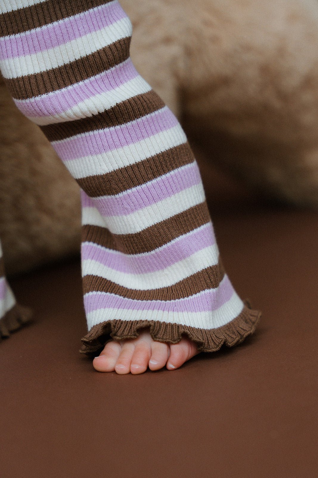 Lilac/Chocolate Rib Knit Flares - MYLA JANE