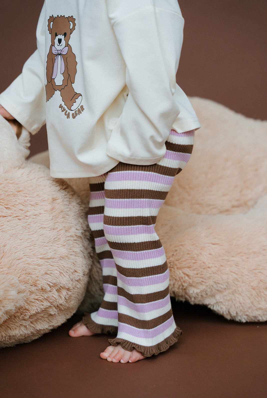 Lilac/Chocolate Rib Knit Flares - MYLA JANE