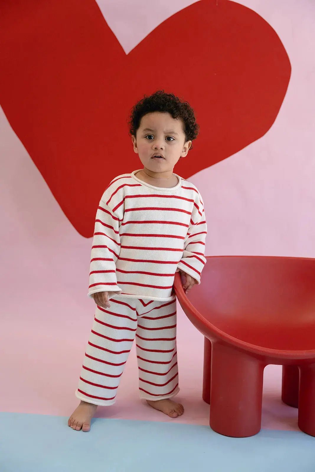 Stripe Knit Pants - Cream/Red - MYLA JANE