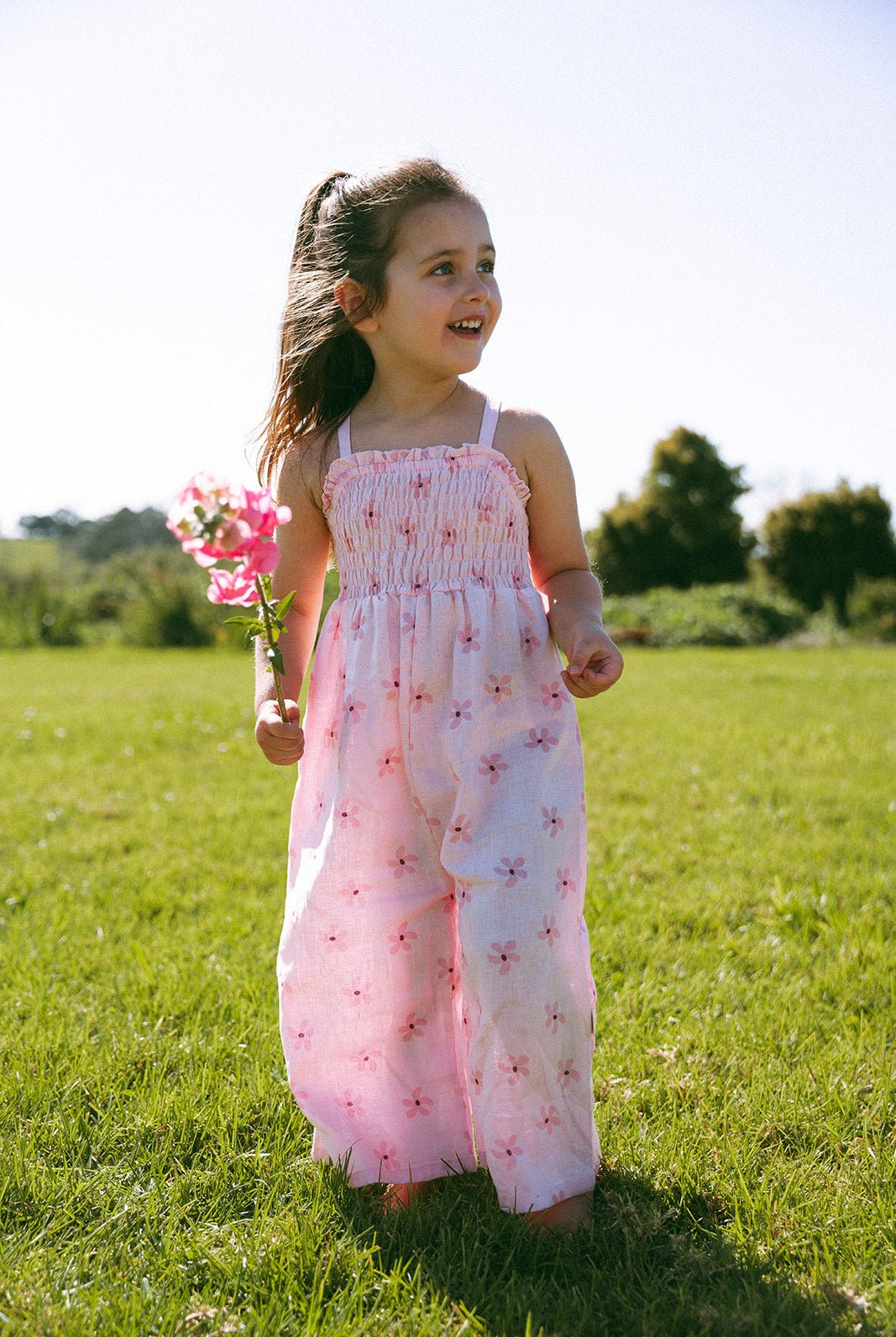 Garden Party Linen Jumpsuit - Pink - MYLA JANE