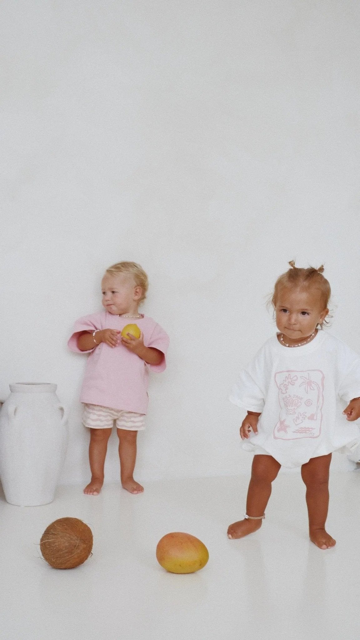 Seashell T-Shirt Romper - White/Pink - MYLA JANE