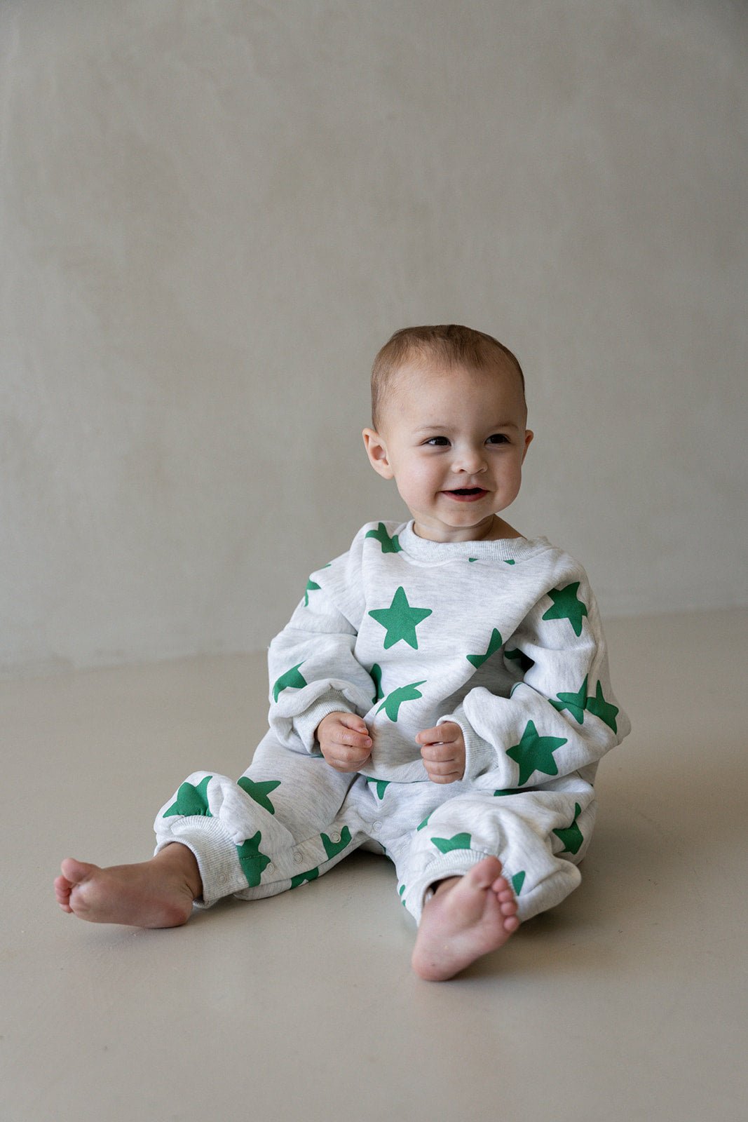 Star Romper - Grey Marl/Emerald - MYLA JANE