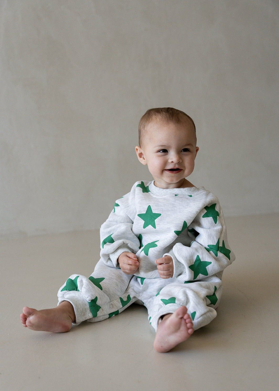 Star Romper - Grey Marl/Emerald - MYLA JANE