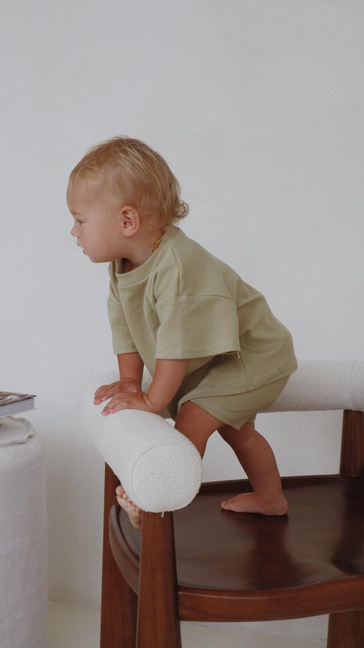 Everyday Ribbed Tee & Bike Shorts - Pear