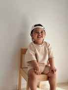Everyday Ribbed Tee & Bike Shorts - Sand - MYLA JANE