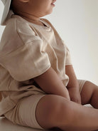 Everyday Ribbed Tee & Bike Shorts - Sand - MYLA JANE