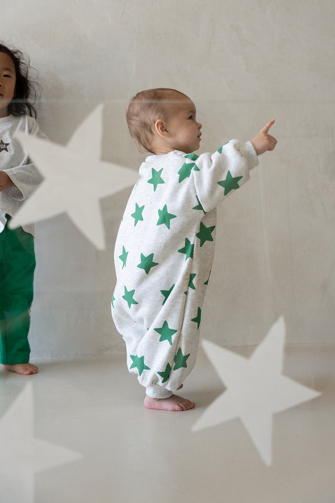 Star Romper - Grey Marl/Emerald - MYLA JANE