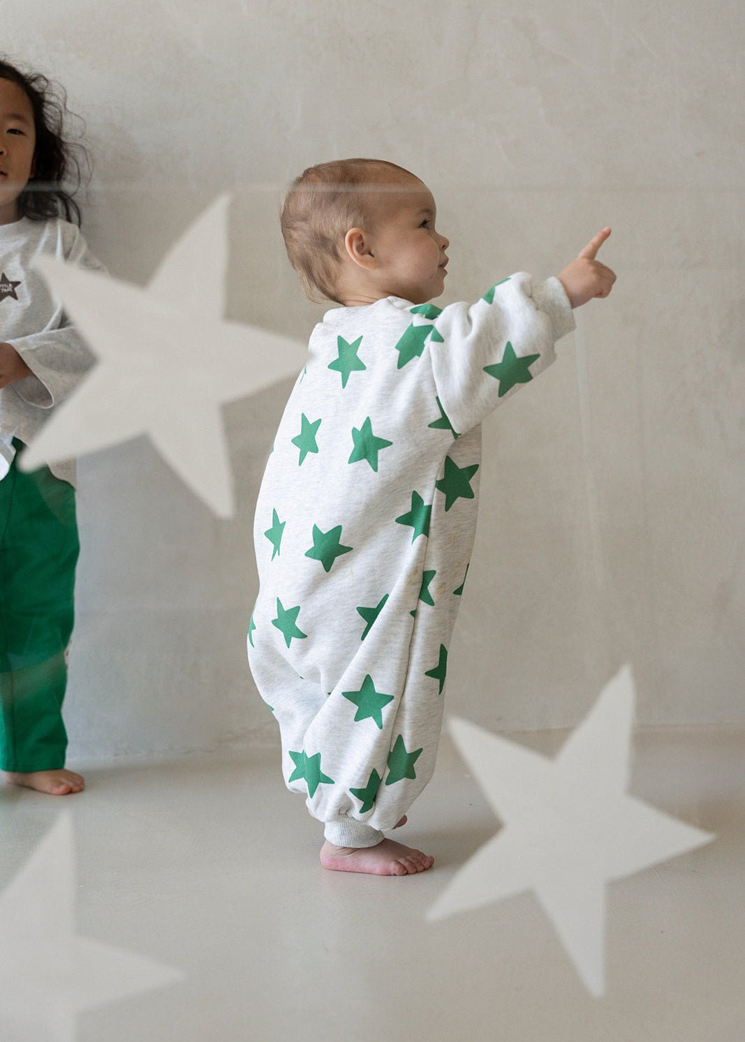 Star Romper - Grey Marl/Emerald - MYLA JANE