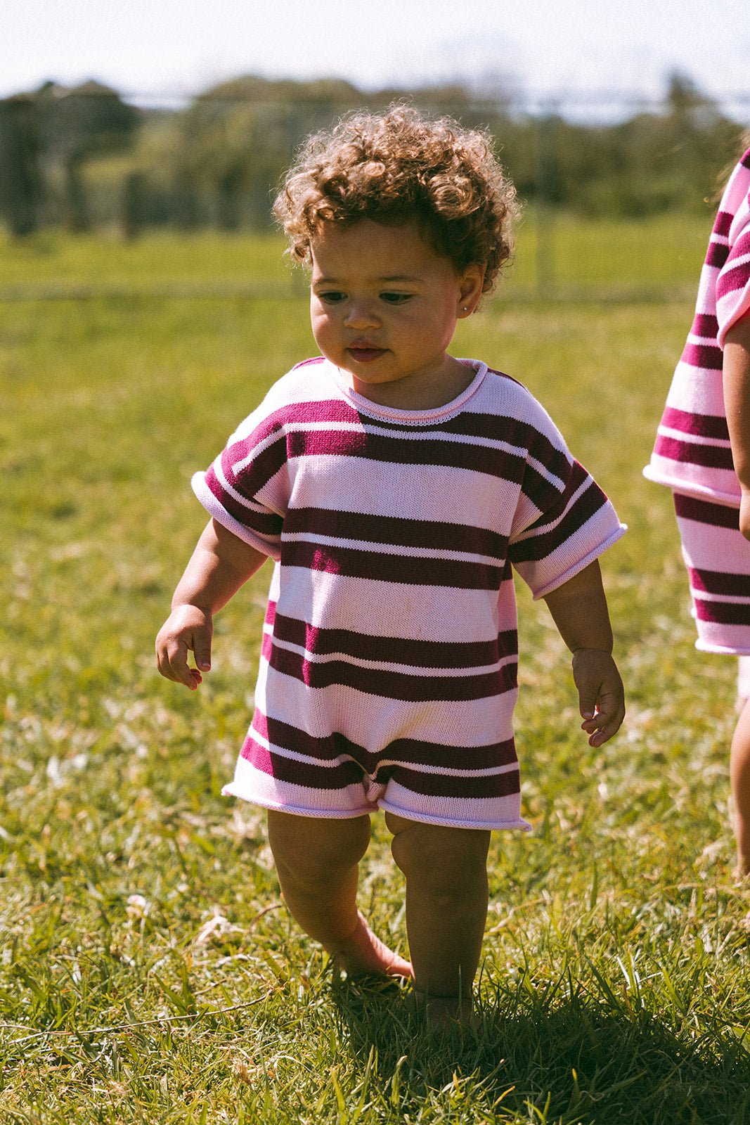 Strawberry/Mulberry Knit Romper - MYLA JANE