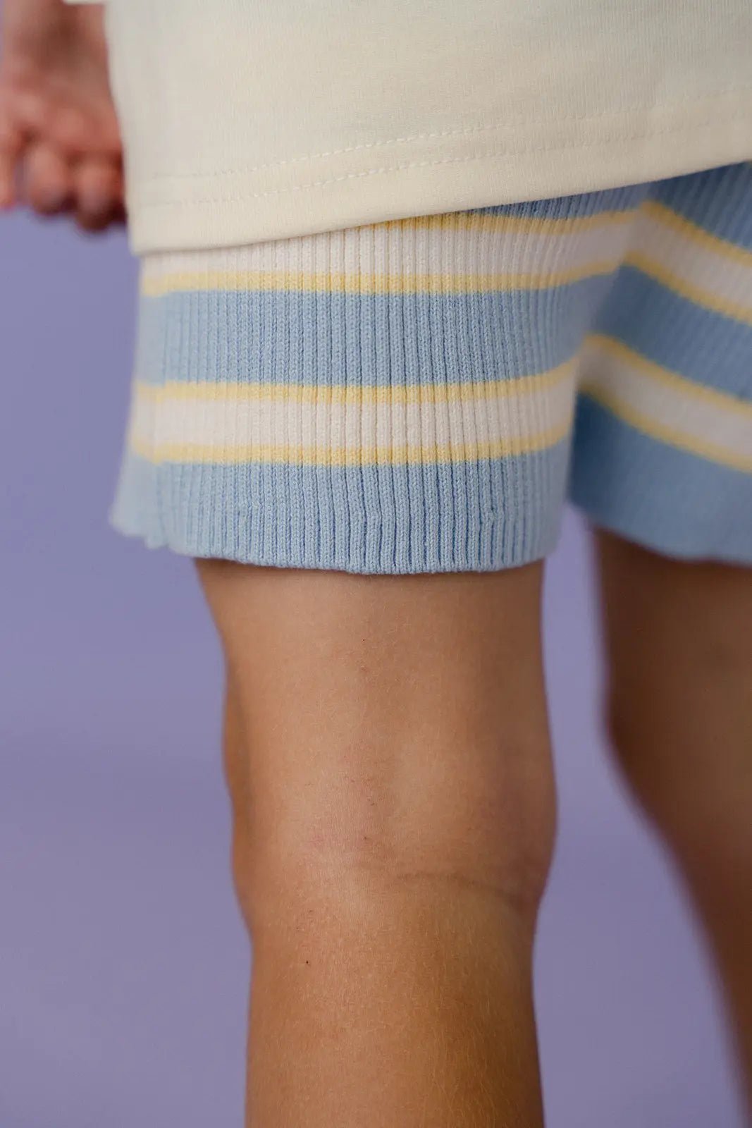 Rib Knit Shorts - Blue - MYLA JANE