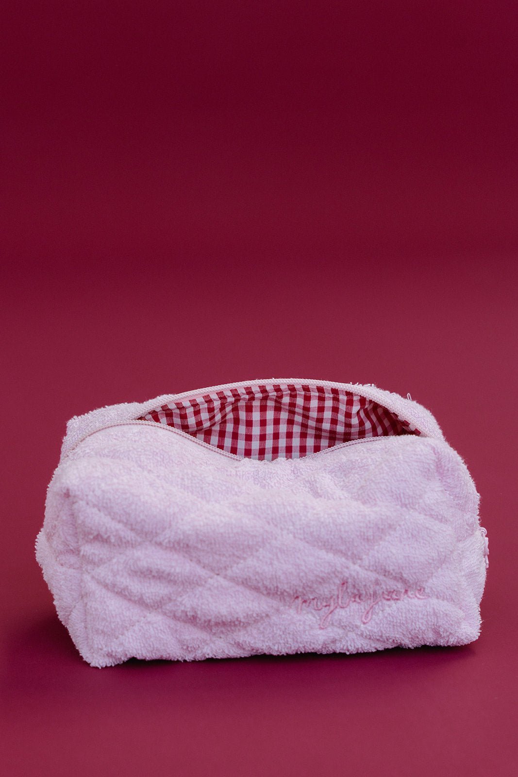 Pink Terry/Cherry Gingham Cosmetic Bag - MYLA JANE