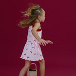 Cherries Rib Dress - Baby Pink/Red - MYLA JANE