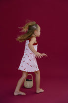 Cherries Rib Dress - Baby Pink/Red - MYLA JANE