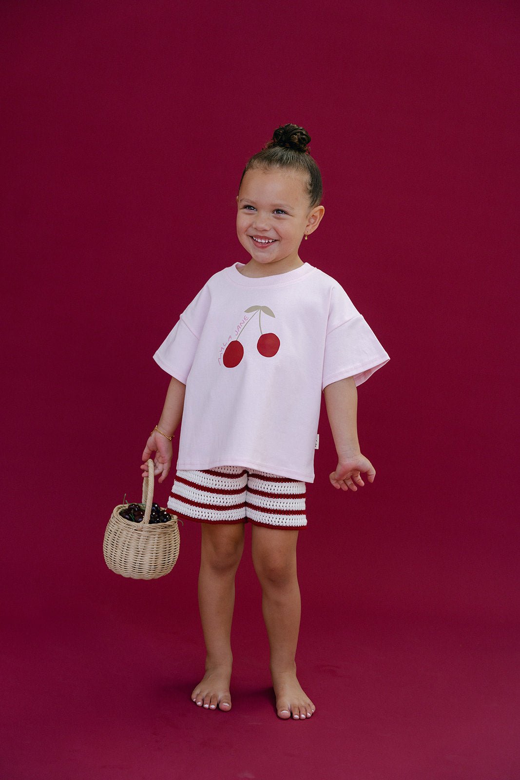 Cherries Tee - Baby Pink - MYLA JANE