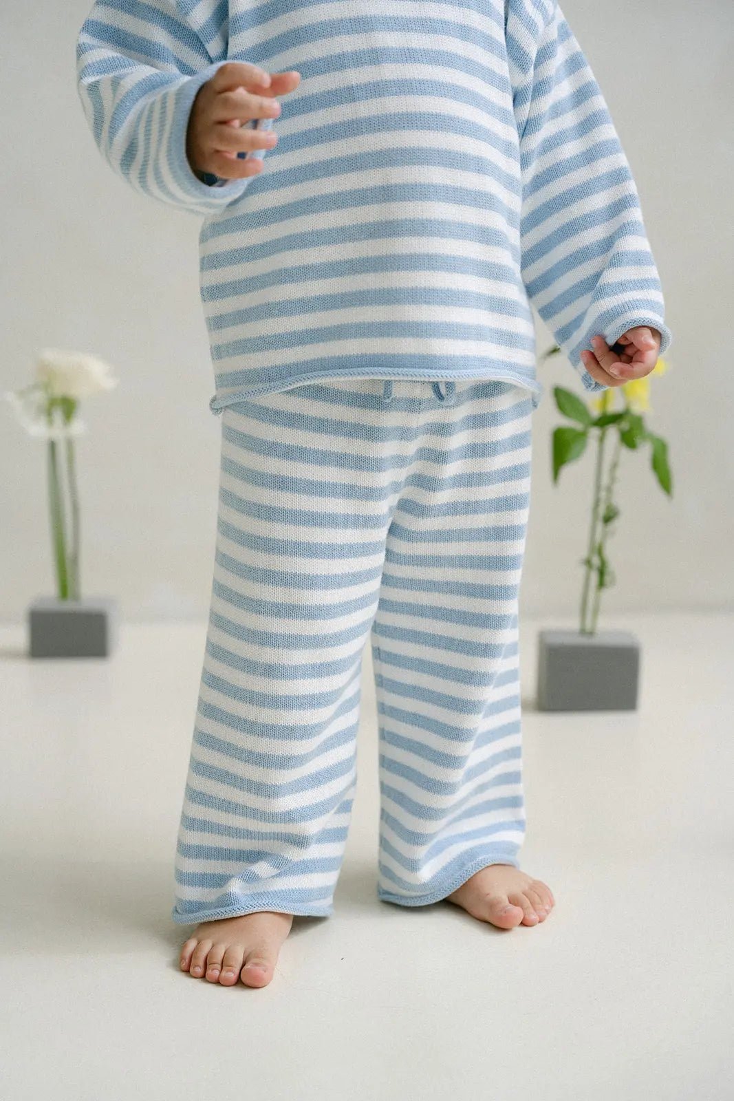 Stripe Knit Pants - Slate Blue - MYLA JANE