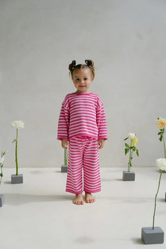 Stripe Knit Jumper - Raspberry - MYLA JANE