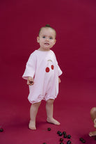Cherries T-Shirt Romper - Baby Pink - MYLA JANE