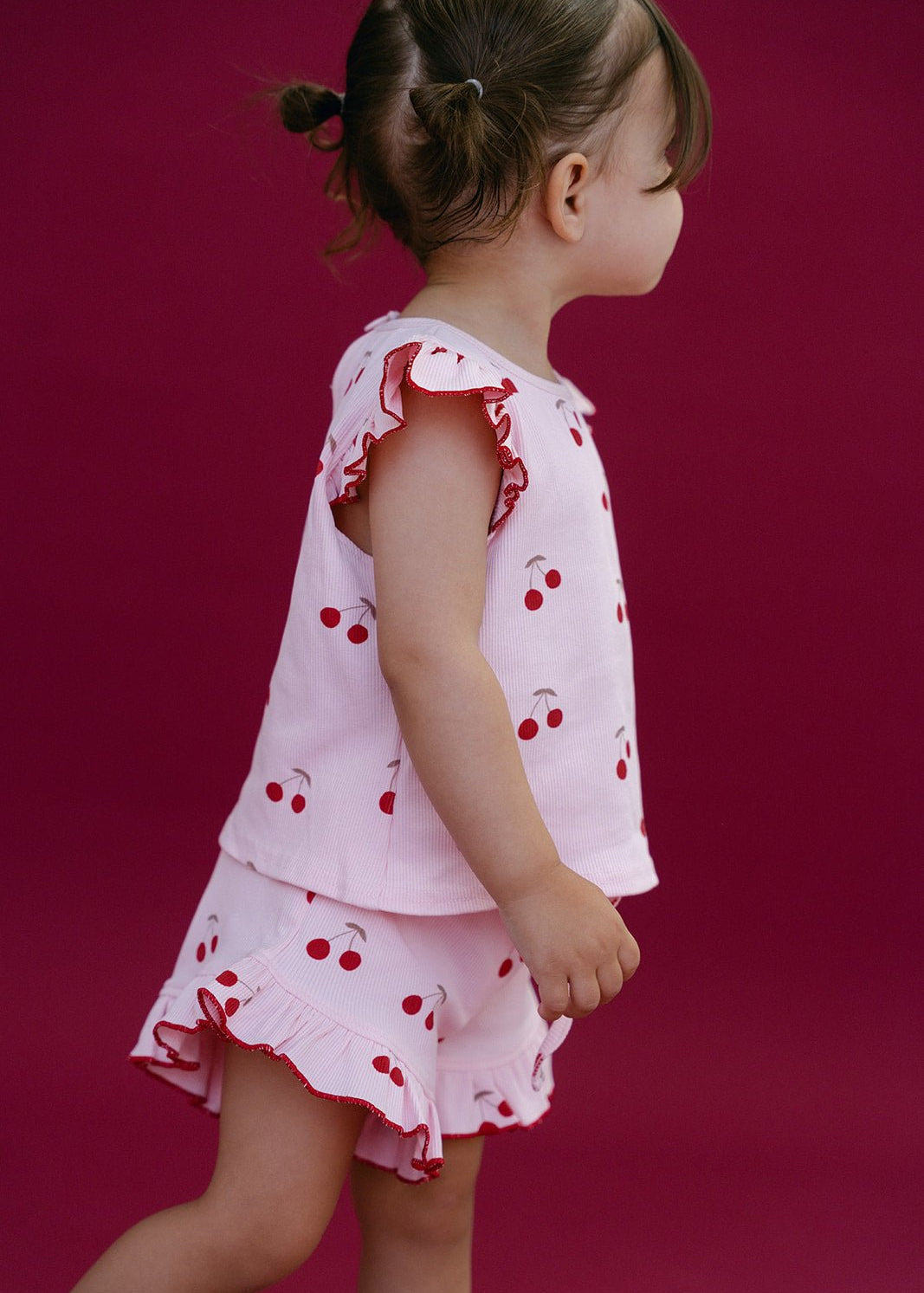 Cherries Rib Set - Baby Pink - MYLA JANE