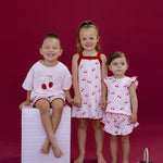 Cherries Rib Dress - Baby Pink/Red - MYLA JANE