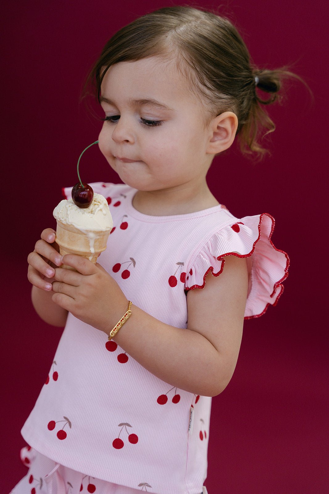 Cherries Rib Set - Baby Pink - MYLA JANE