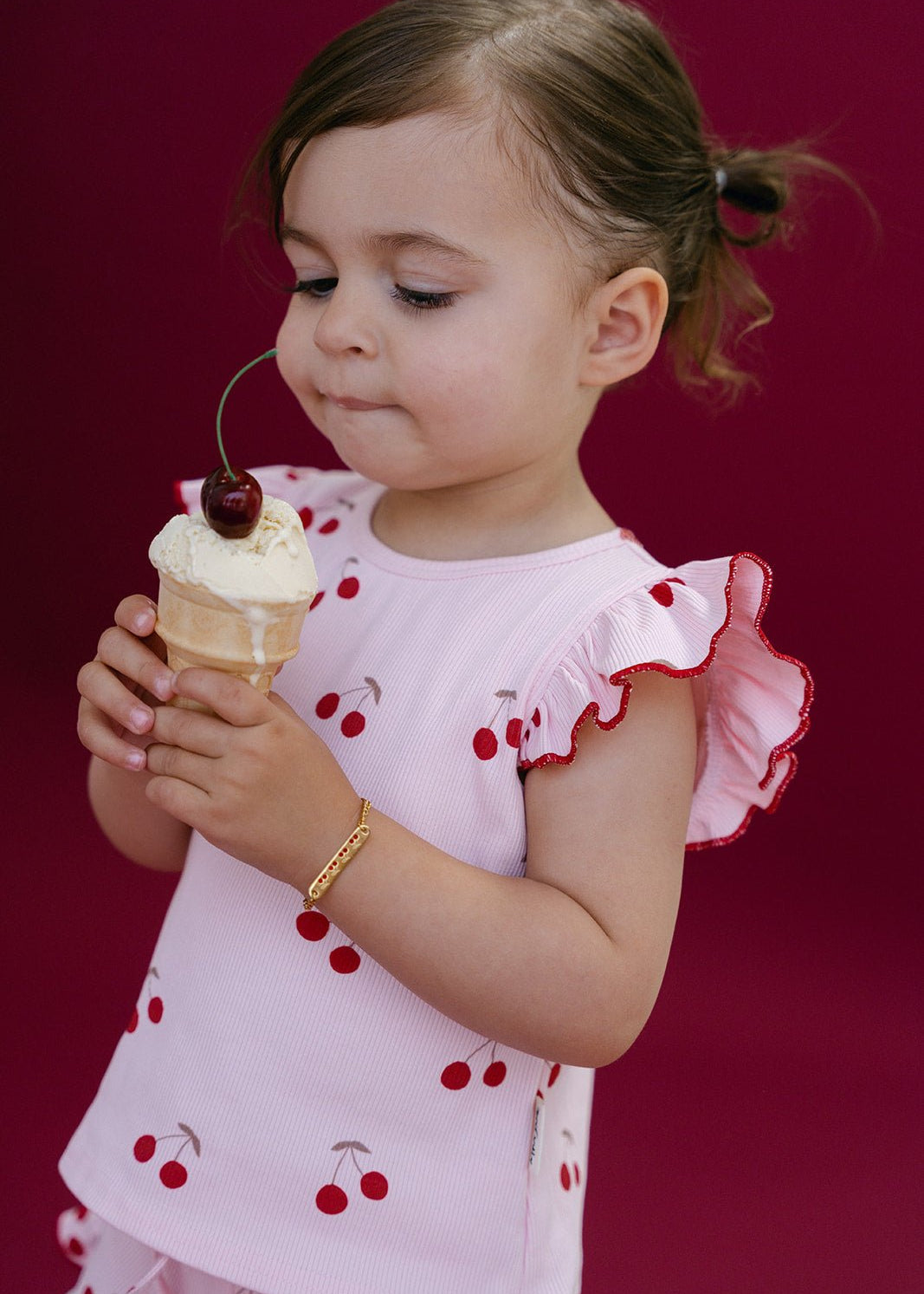 Cherries Rib Set - Baby Pink - MYLA JANE