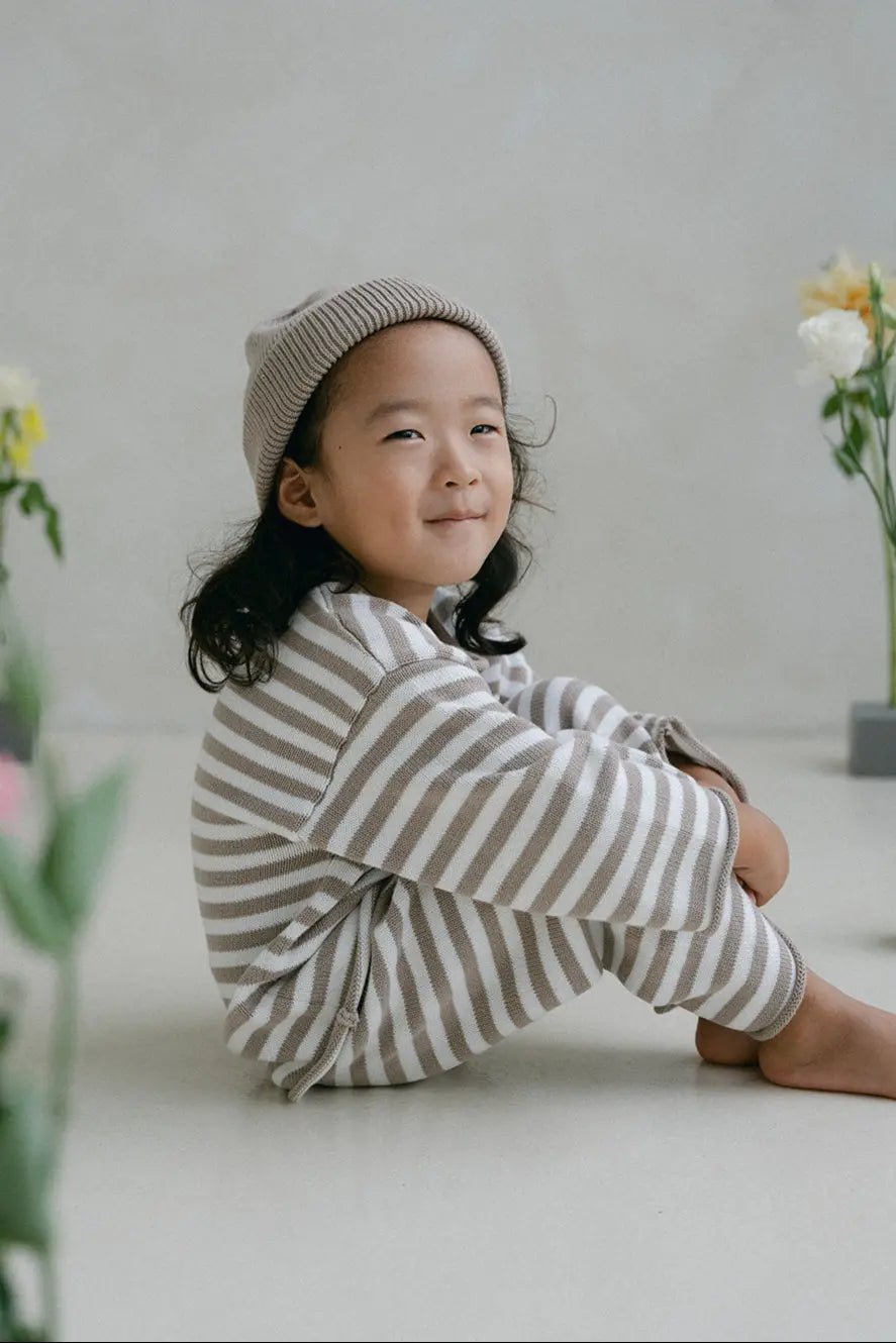 Stripe Knit Jumper - Stone - MYLA JANE