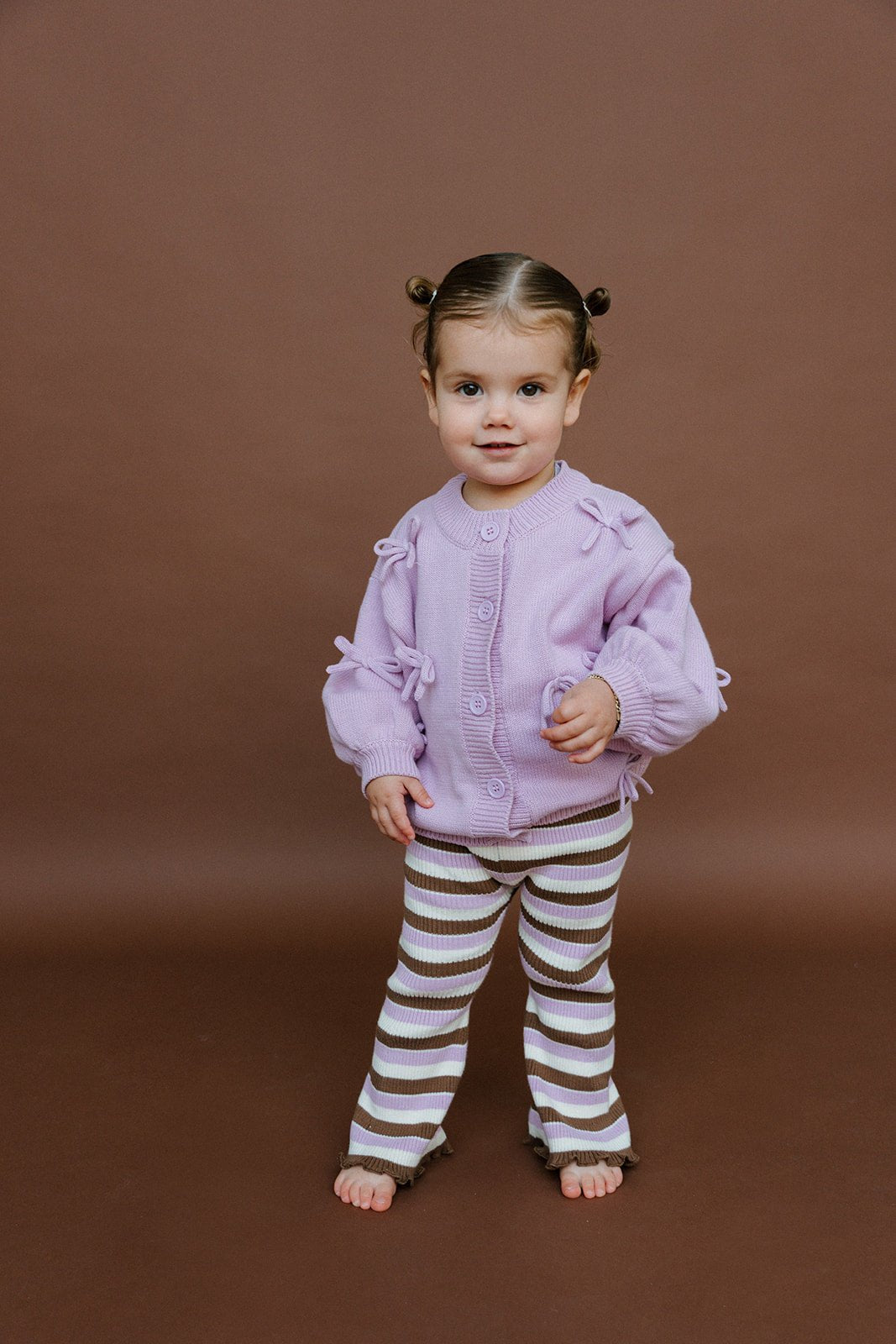 Lilac/Chocolate Rib Knit Flares - MYLA JANE