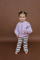 Lilac/Chocolate Rib Knit Flares - MYLA JANE