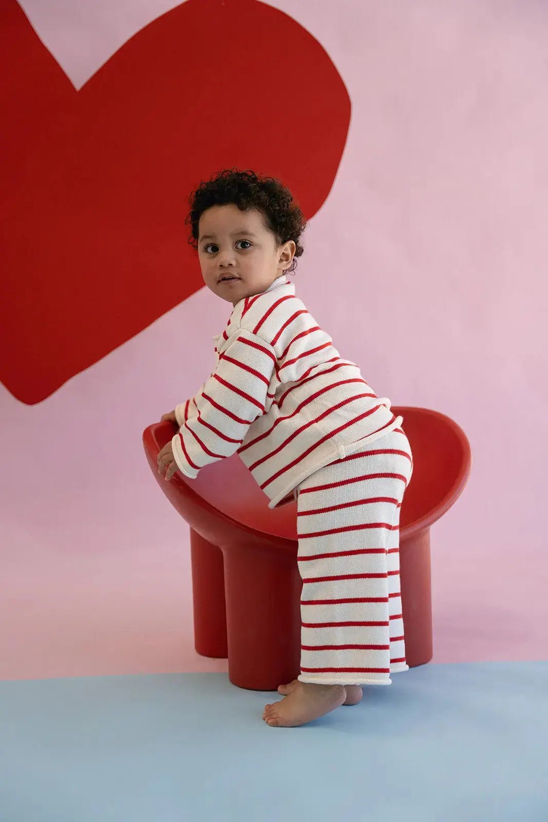 Stripe Knit Pants - Cream/Red - MYLA JANE