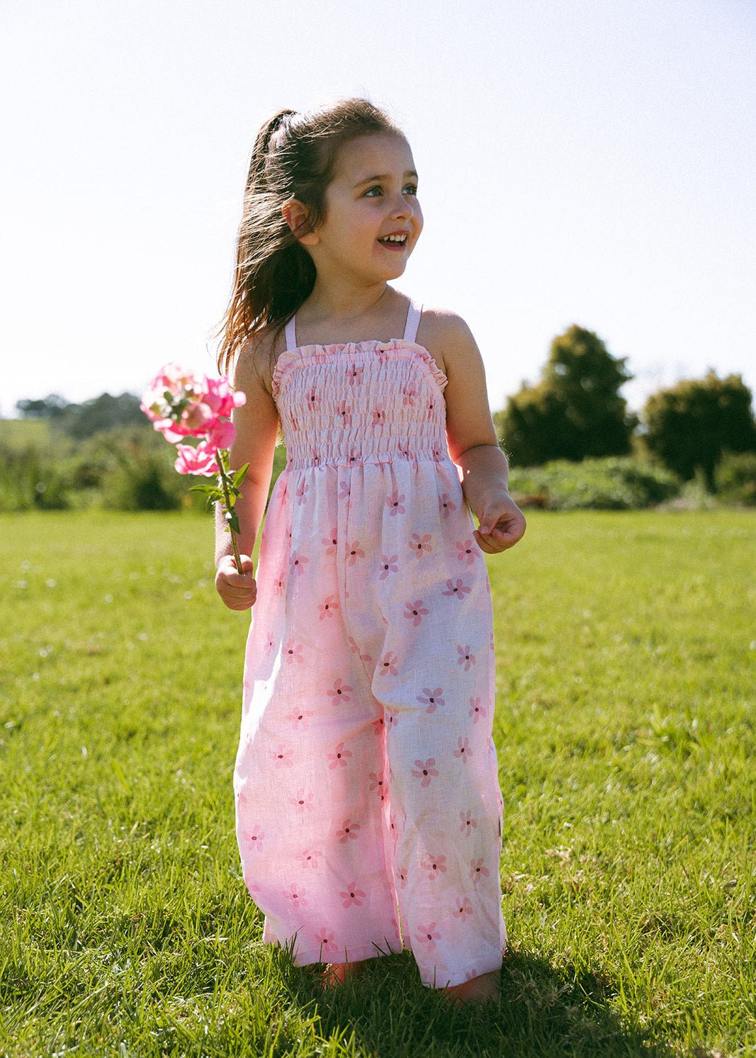 Garden Party Linen Jumpsuit - Pink - MYLA JANE