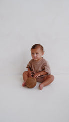 Everyday Ribbed Tee & Bike Shorts - Chocolate - MYLA JANE