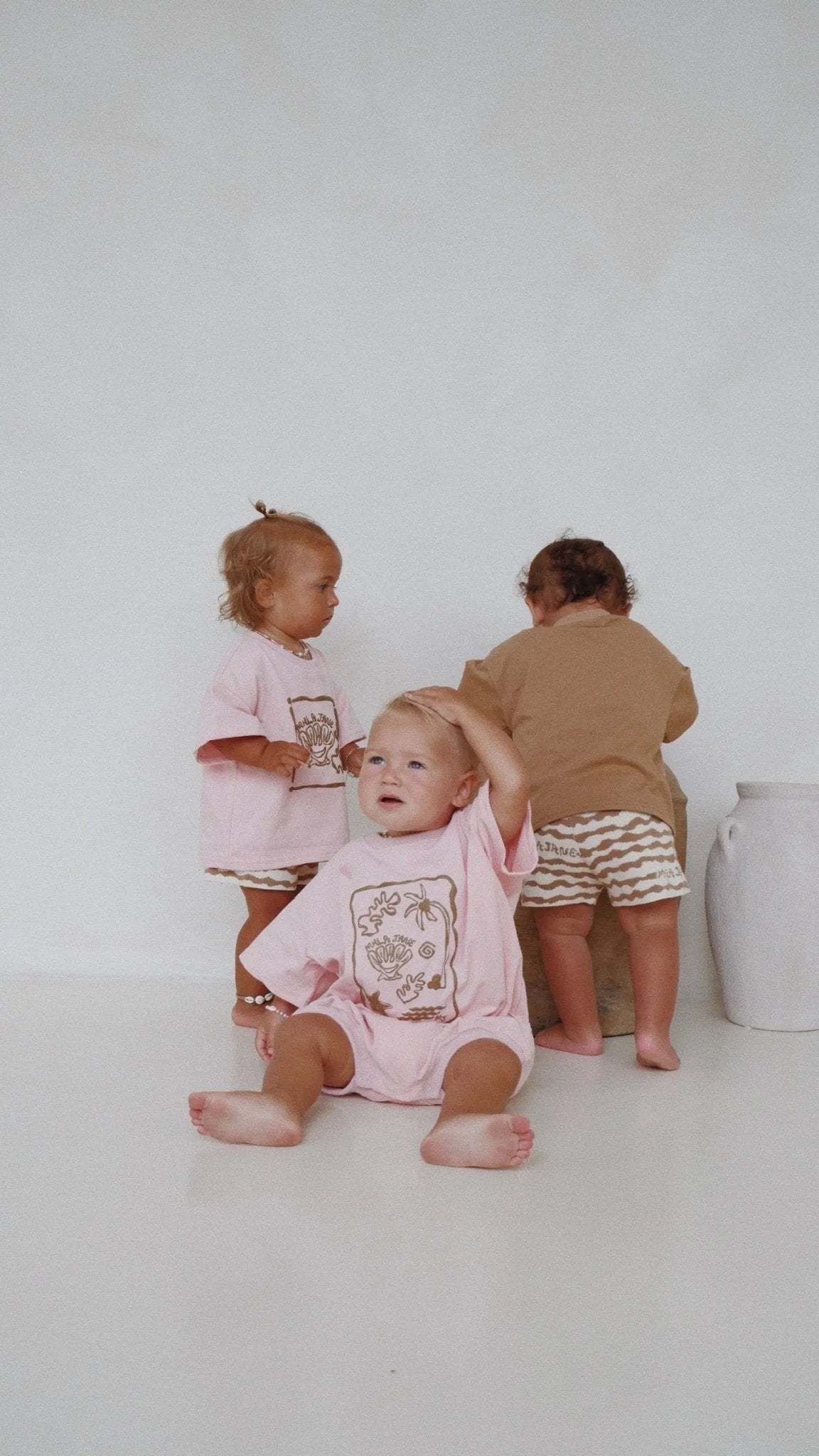 Seashell T-Shirt Romper - Pink/Chocolate - MYLA JANE