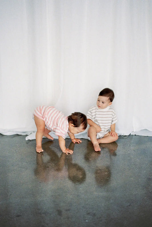 Stripe Knit Shorts - Peach